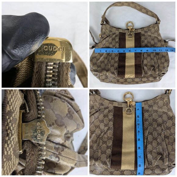 Authentic GUCCI Beige/Ebony Crystal Web Stripe Small Shoulder Bag Made in Italy - Picture 16 of 16